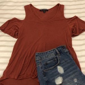 Burnt orange Peek-a-boo top
